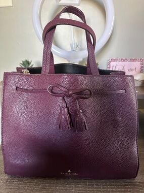 Kate Spade Ny Hayes Street Satchel Tote Deep plum Bag.11.5” Lx7”x9.5”H